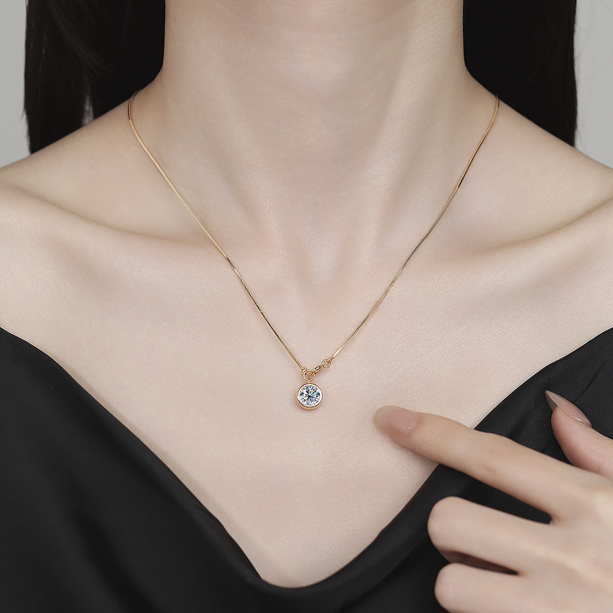 Necklace Sterling Silver Moissanite Bubble Pendant Minimalist Luxury Fashion Jewelry