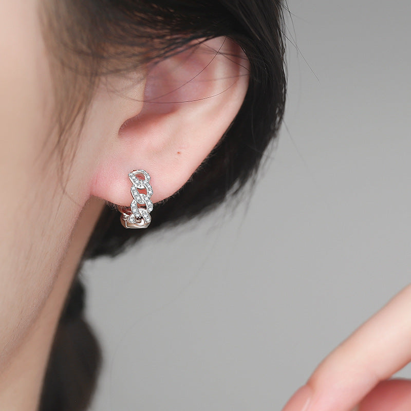 Earrings - Sterling Silver Twisted Infinity Moissanite Hoop Earrings with Elegant Design