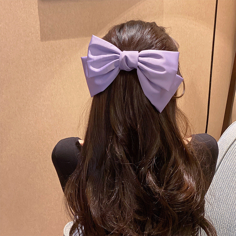 Elegant Satin Bow Hair Clip - Vintage French Style Top Hair Accessory