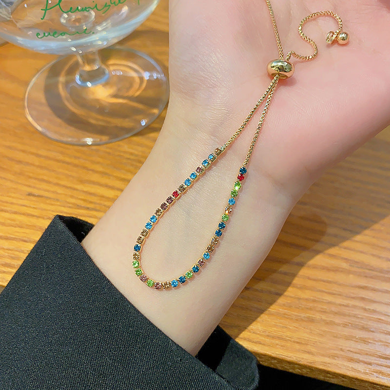 Geometric Zirconia Adjustable Bracelet for Women - Minimalist Gold-Tone Design