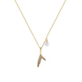 Luxury Mermaid Tail Titanium Steel Necklace with Micro-Pave Diamonds and Pearl Pendant