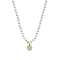 Baroque Pearl Necklace with Cat's Eye Pendant for Women - Elegant Geometric Design Gold-Toned Chain