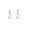 Double-Sided Geometric Pearl Earrings with 925 Silver Posts - Elegant Gold-Tone Design