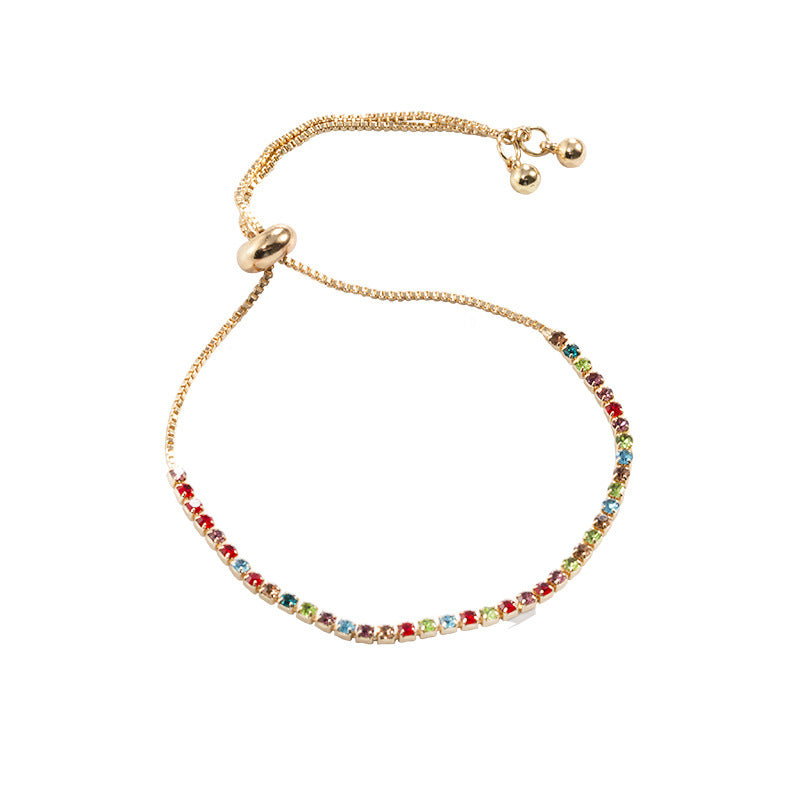 Geometric Zirconia Adjustable Bracelet for Women - Minimalist Gold-Tone Design