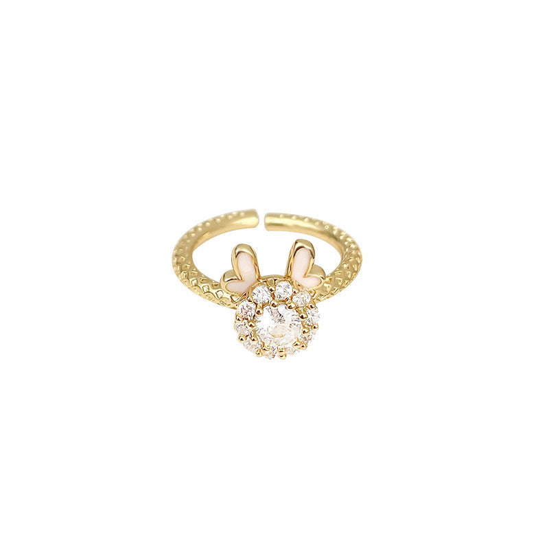 Rotating Dragon Zodiac Ring for Women with Micro-Pave Zirconia Stones and Adjustable Open Design