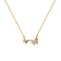 Titanium Steel Bow Pendant Necklace with Cubic Zirconia Accents for Women