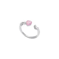 Adjustable Heart-Shaped Cat's Eye Stone Ring for Women - Elegant and Minimalist Design
