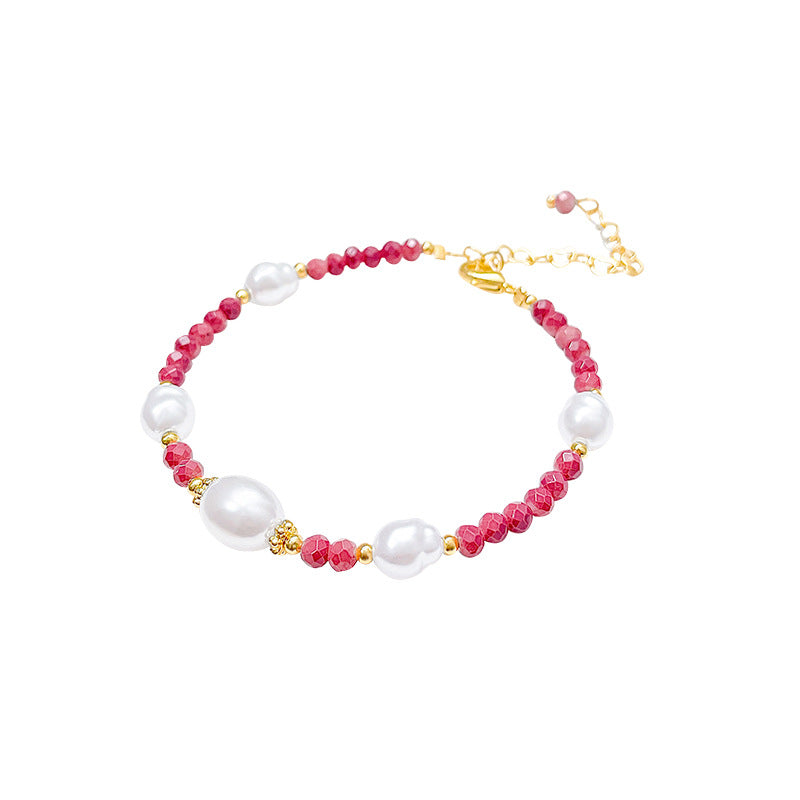Baroque Style Pink Pearl Bracelet for Women with Geometric Design and Resin Beads