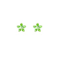Minimalist Star Stud Earrings with Green Zirconia for Women, Small and Dainty Design