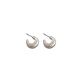 Minimalist C-Shaped Pearl Stud Earrings with Geometric Design