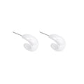 Minimalist C-Shaped Pearl Stud Earrings for Women - Sleek Geometric Design with Silver Finish