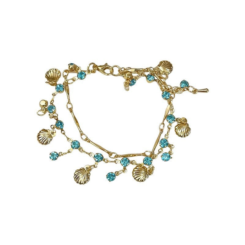 Layered Fringe Zircon Necklace and Bracelet Set with Geometric Design for Women