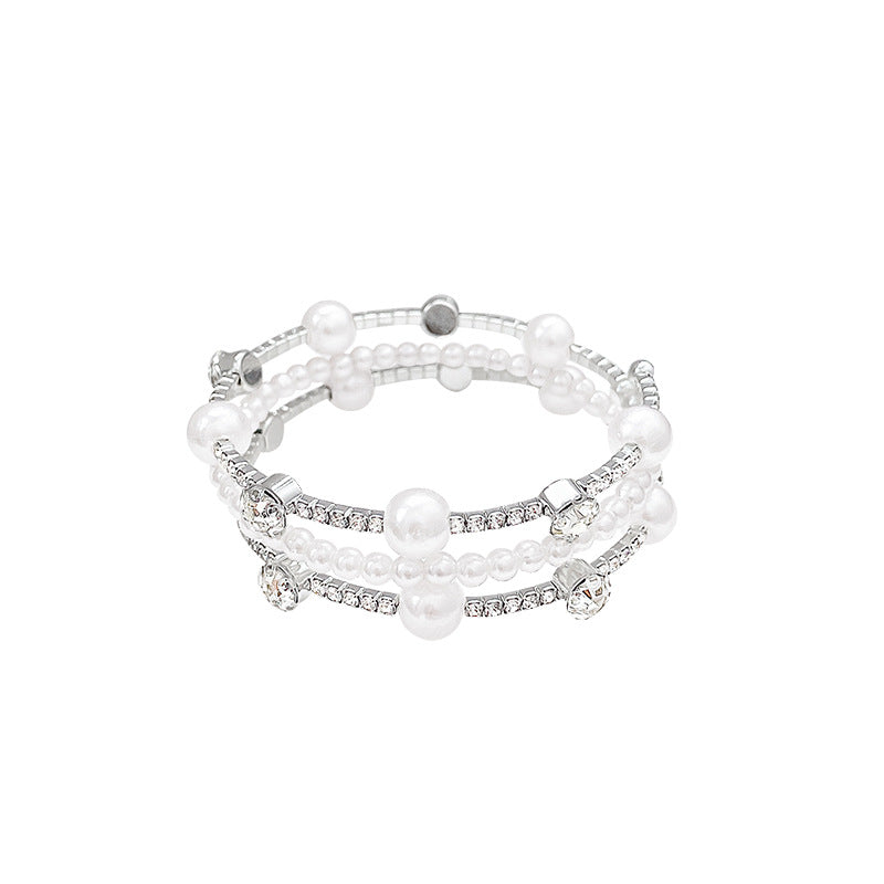 Layered Pearl Bracelet for Women with Geometric Design and Minimalist Style