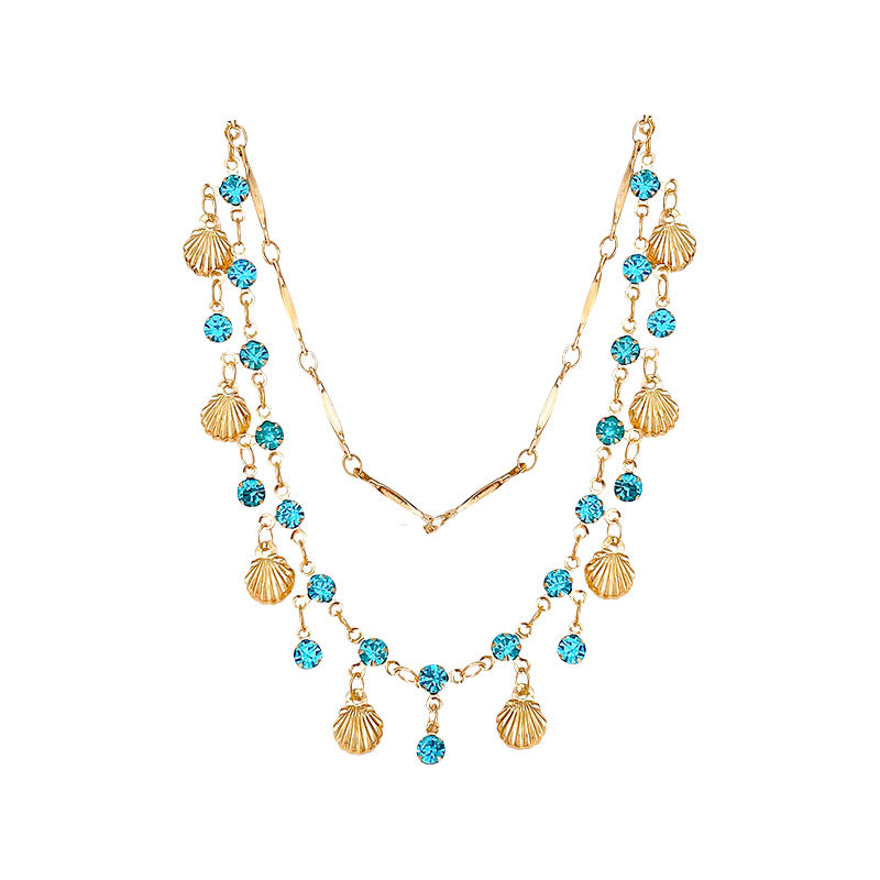 Elegant Blue Zircon Gold Shell Bracelet for Women