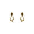 Geometric Tiger Eye Stone Earrings for Women - Retro Style Gold-Tone Studs
