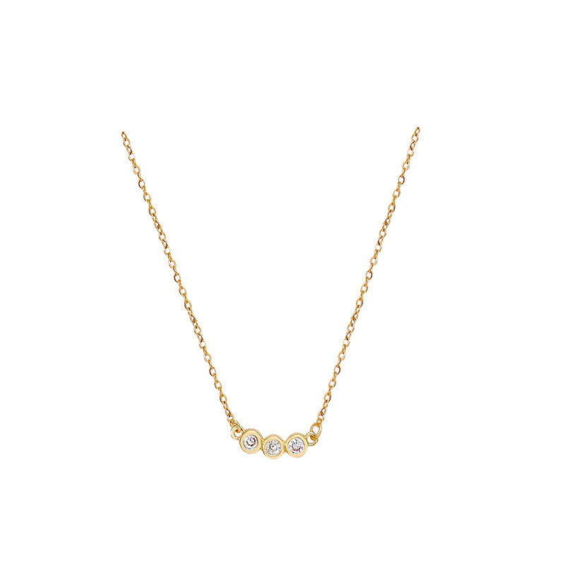 Geometric Single Row Zircon Lock Necklace for Women - Minimalist Gold Pendant Collarbone Chain