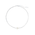 Elegant Pearl and Silver Bracelet and Necklace Set with Geometric Design