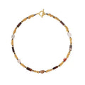 Layered Beaded Necklace with Natural Tiger Eye Stone Pendant for Women