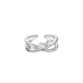 Adjustable Double-Layer Star Ring with Zirconia Accents for Women