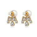 Elegant Gold-Plated Fringe Earrings with 5A Zircon and Pearl Accents