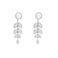 Elegant Long Fringe Wheat Ear Stud Earrings with Sparkling Zirconia for Women