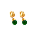 Vintage-Inspired Green Agate Geometric Earrings for Women