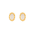 Elegant Oval Cat's Eye Stud Earrings with French-Inspired Minimalist Design