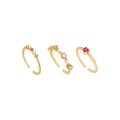 Adjustable Heart-Shaped Minimalist Gold-Tone Open Ring Set for Women