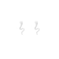 Minimalist Snake Stud Earrings for Women - Sleek and Versatile Silver Design