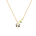 Panda Bamboo Pendant Necklace with Geometric Design in Gold Tone