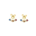 Elegant Bow-Shaped Cubic Zirconia Stud Earrings in Gold Tone