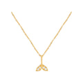 Mermaid Tail Pendant Necklace with Micro-Pave Zirconia in Gold Tone
