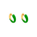 Minimalist Geometric Enamel Circle Earrings for Women in Gold Tone