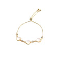 Adjustable Cat's Eye Gemstone Heart Bracelet for Women - Minimalist Geometric Design