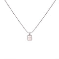 Minimalist Titanium Steel Square Pendant Necklace for Women - Silver Geometric Collar Chain