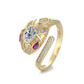 Ring S925 Sterling Silver Snake Design with Moissanite Stone 18K Gold Plated in Pink