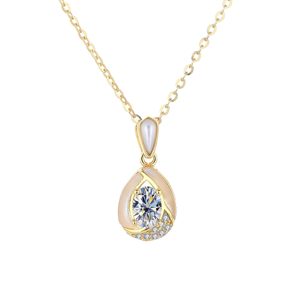 Necklace 925 Sterling Silver Teardrop Moissanite Collarbone Chain Delicate Pendant
