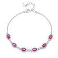 Bracelet - Sterling Silver Adjustable Chain with Colorful Cubic Zirconia Gemstone
