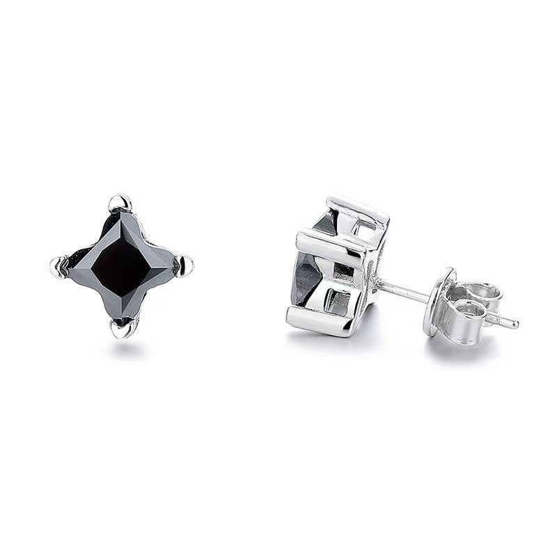 Earrings - 925 Sterling Silver Asymmetric Star Stud Earrings with Moissanite Stones