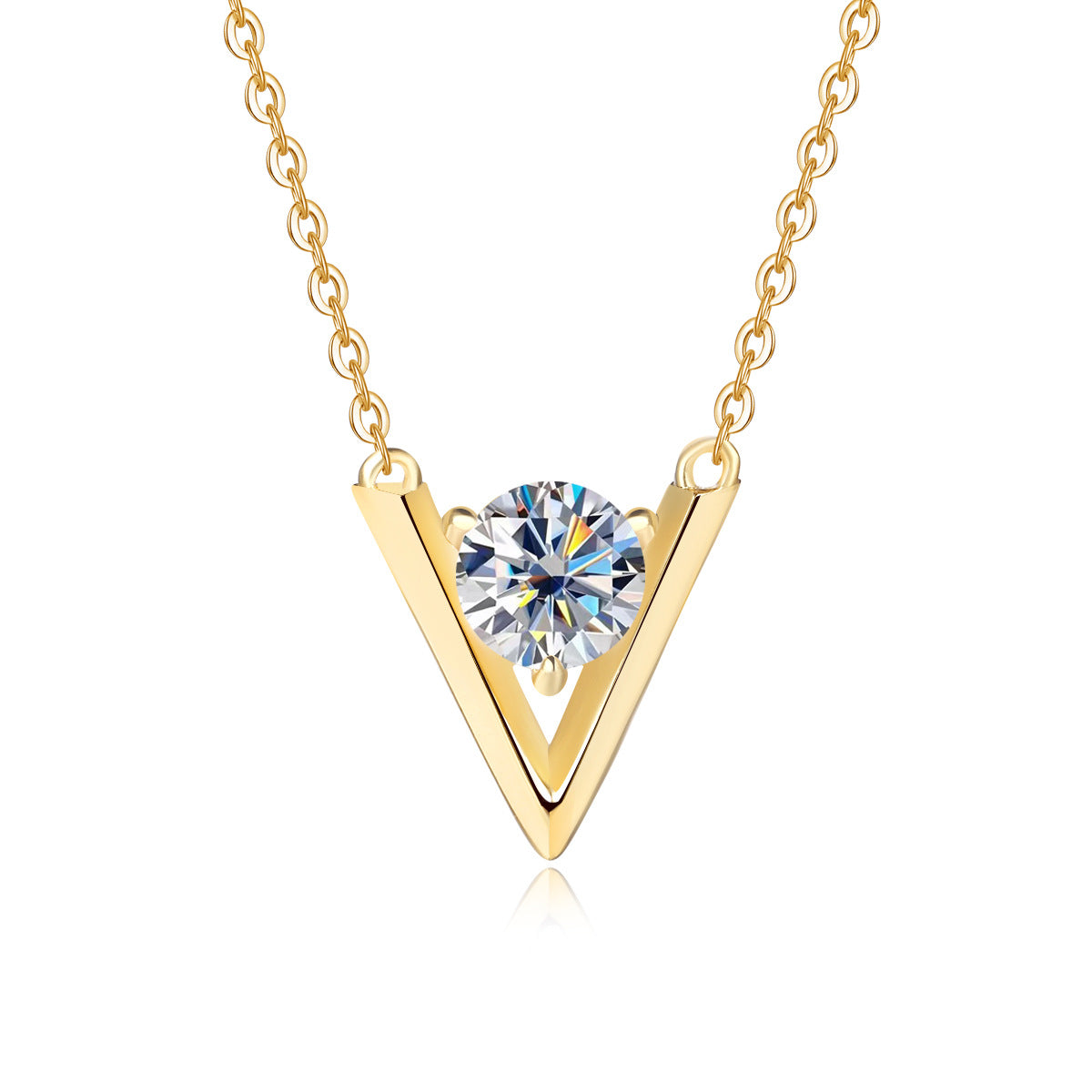 Necklace Sterling Silver Moissanite V-Shaped Minimalist Collarbone Chain