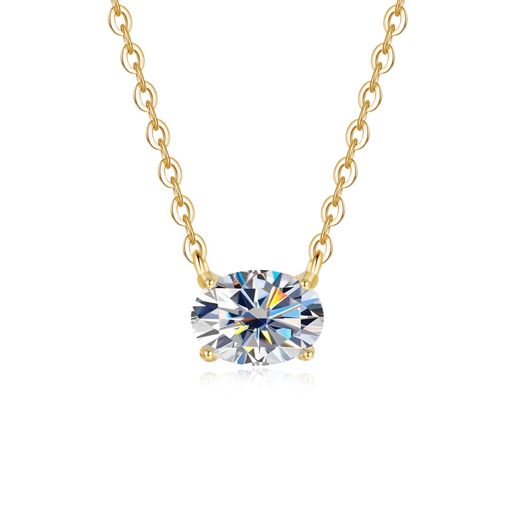 Necklace 925 Sterling Silver Oval Moissanite Pendant Minimalist Luxury Collarbone Chain