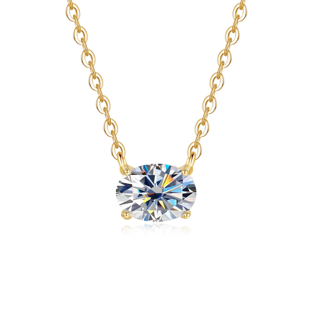 Necklace 925 Sterling Silver Oval Moissanite Pendant Minimalist Luxury Collarbone Chain