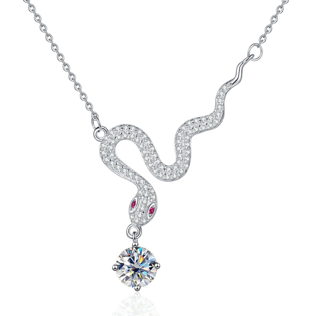 Necklace Sterling Silver Snake Chain with Moissanite Stone Delicate Collarbone Necklace