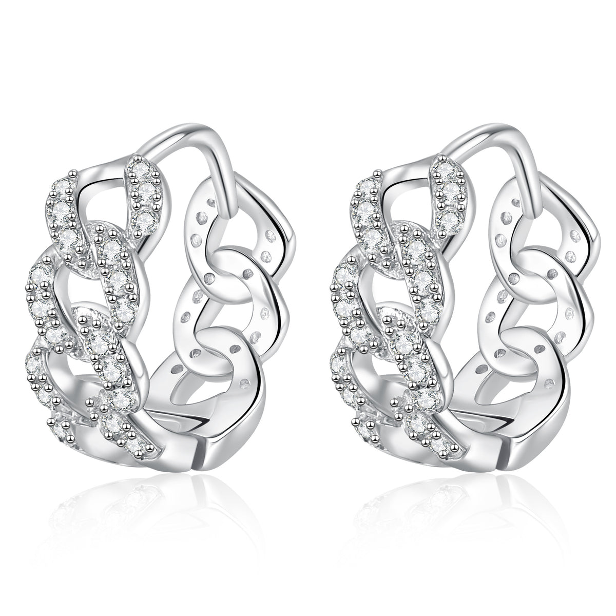 Earrings - Sterling Silver Twisted Infinity Moissanite Hoop Earrings with Elegant Design