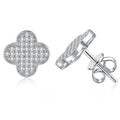 Earrings Sterling Silver Four Leaf Clover Stud Earrings with Full Pave Moissanite Stones