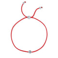 Bracelet Adjustable Red String Moissanite Sterling Silver Lucky Charm Bracelet with Single Stone