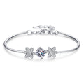Bracelet Sterling Silver Bow-Knot Design Bangle with 1 Carat Moissanite Center Stone