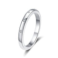 Ring Sterling Silver Three Stone Moissanite Band with Platinum Plating Minimalist Design