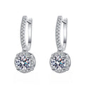 Earrings Luxury 925 Sterling Silver Drop Earrings with One Carat Moissanite D Color Gemstone