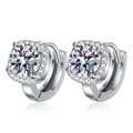 Elegant Sterling Silver Moissanite Hoop Earrings with Cushion Cut Halo Design